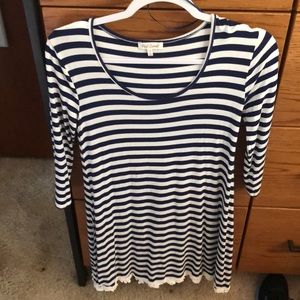 Navy striped white dress